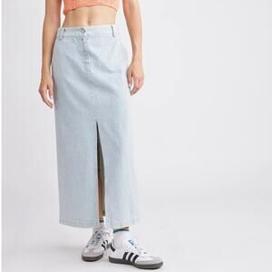 Self Contrast Skirt Women's Small Eliana Pencil Midi Denim Pinstripe Blue NWT